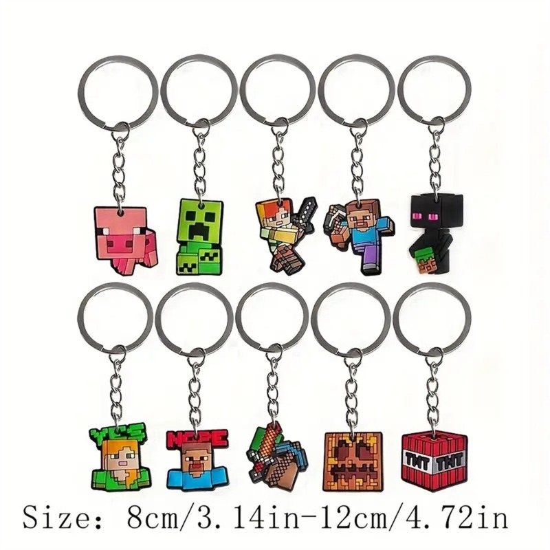 Men Keychain Accessories - Minecrafts Hot Game 10pcs Keychain Periphery