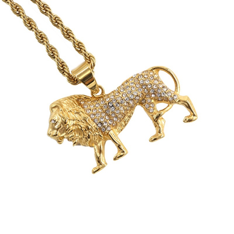 Hip-Hop Crystal Inlaid Lion Pe - Men Accessories Singapore recension och pris
