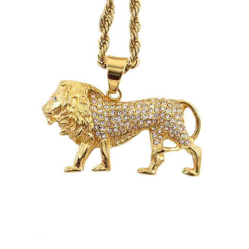 Hip-Hop Crystal Inlaid Lion Pe - Men Accessories Singapore recension och pris