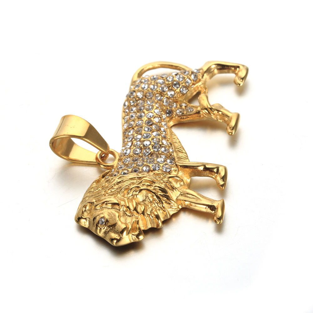 Hip-Hop Crystal Inlaid Lion Pe - Men Accessories Singapore recension och pris