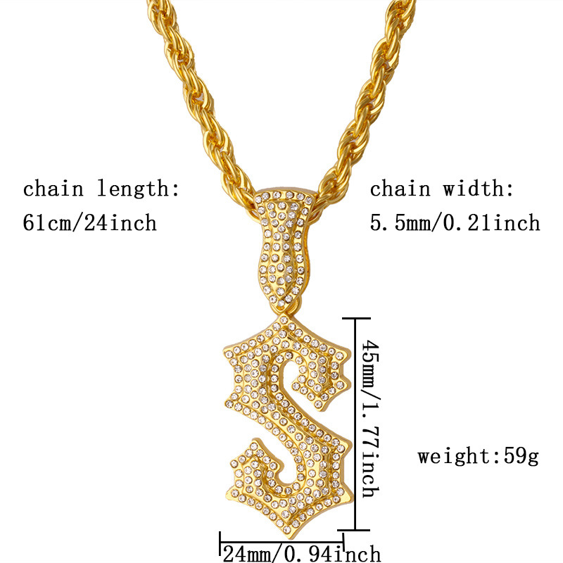 New Letter S Hip Hop Necklace  - Men Accessories Singapore recension och pris