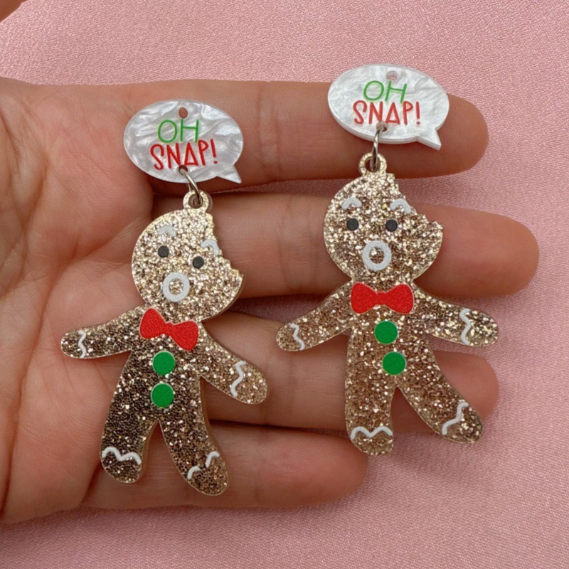 10pcs Cute Christmas Gingerbre - Men Accessories Earrings recension och pris