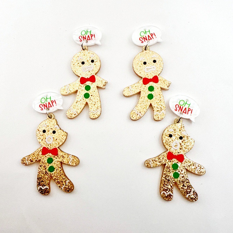 10pcs Cute Christmas Gingerbre - Men Accessories Earrings recension och pris