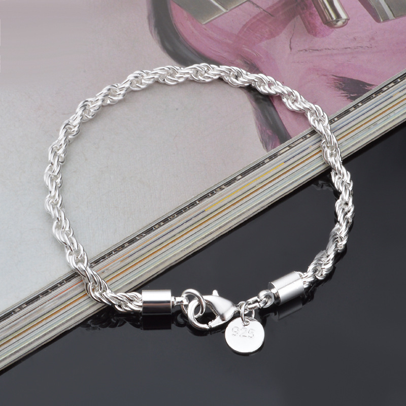 4MM Silver Plated Twisted Rope - Men Accessories Singapore recension och pris