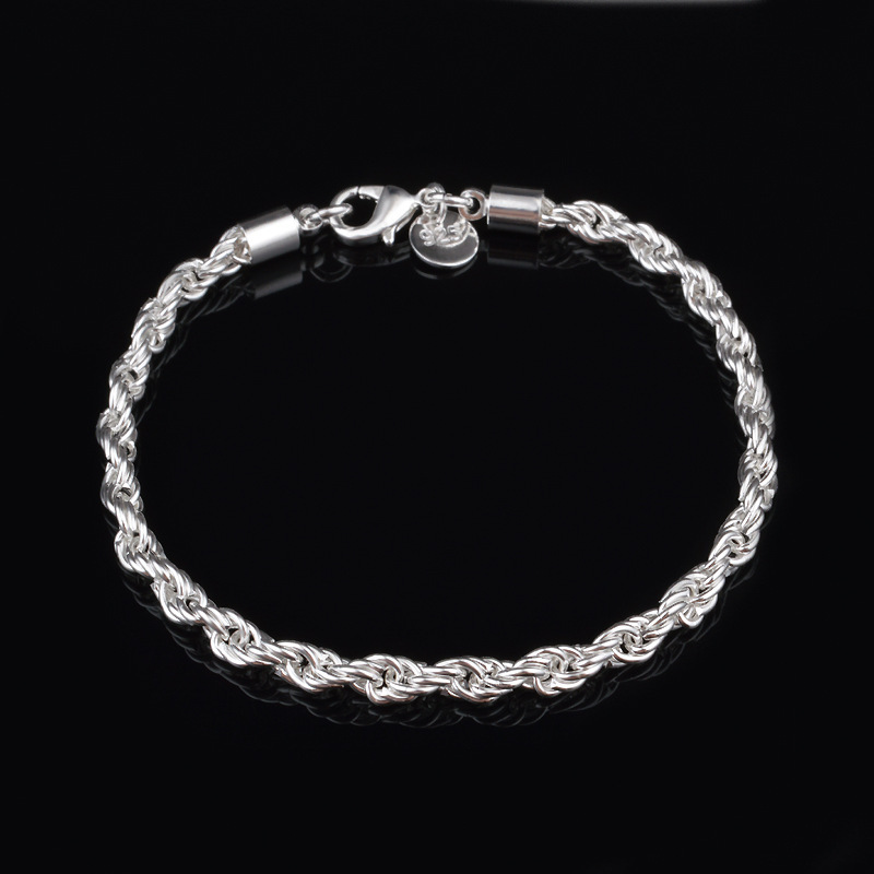 4MM Silver Plated Twisted Rope - Men Accessories Singapore recension och pris