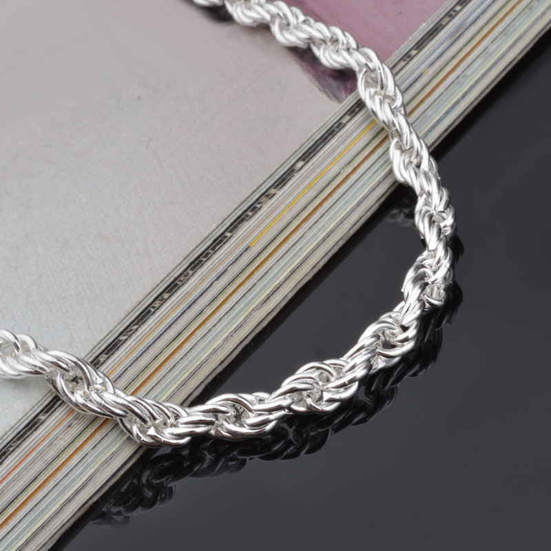 4MM Silver Plated Twisted Rope - Men Accessories Singapore recension och pris