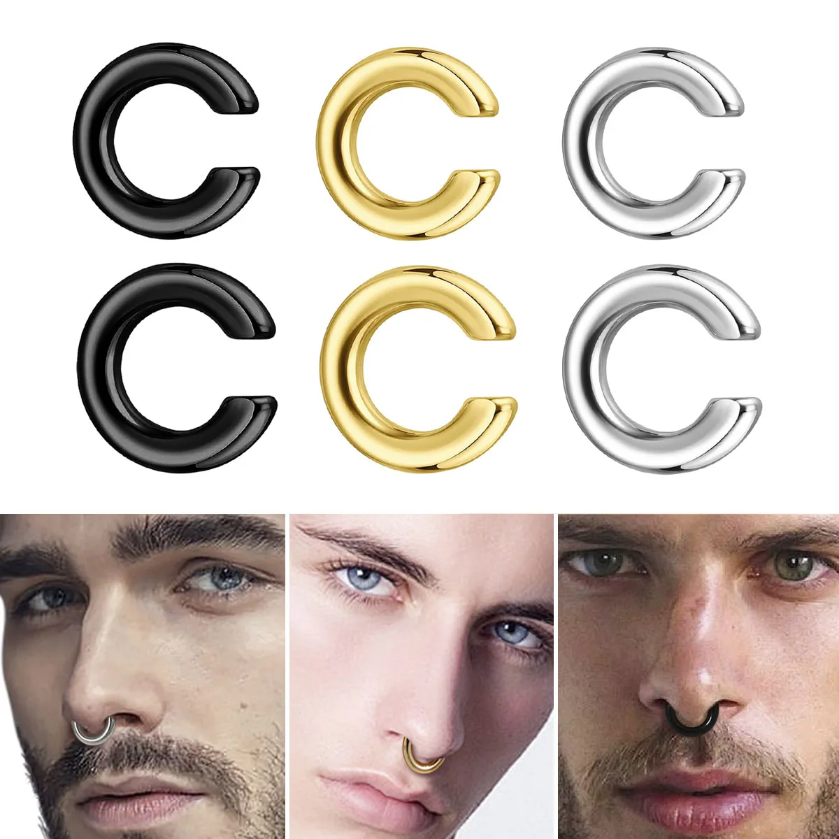 1pc Exaggerated C-Shaped Non-P - Men Accessories Earrings recension och pris